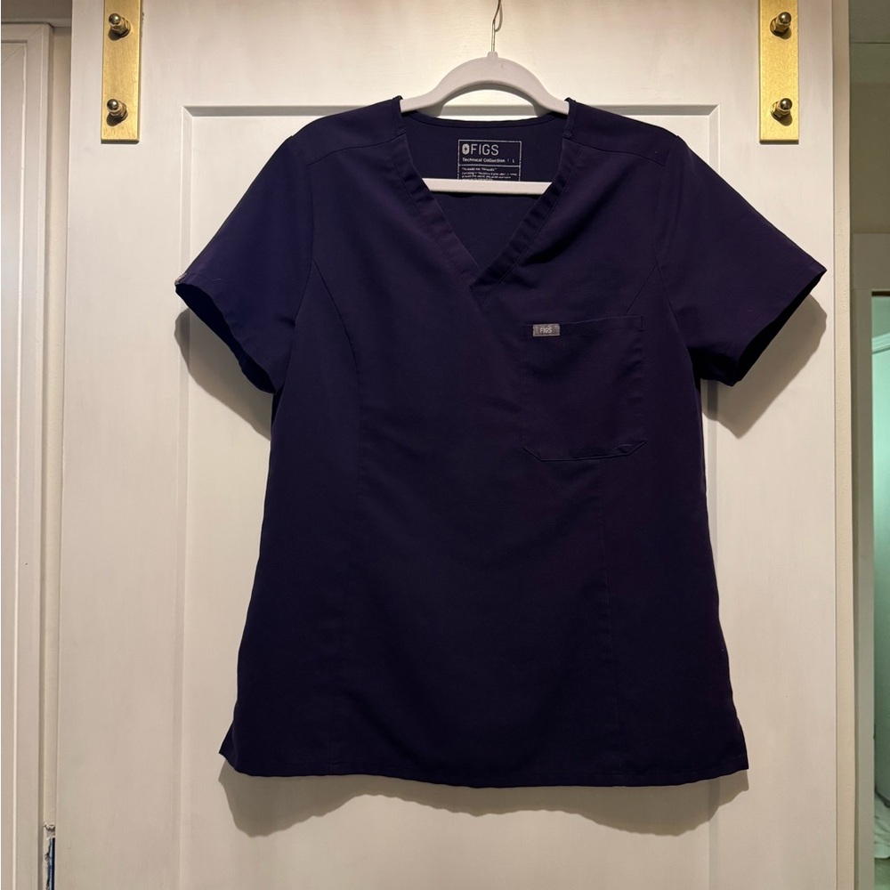 FIGS Set Purple Jam One pocket scrub top and Zamora joggers
